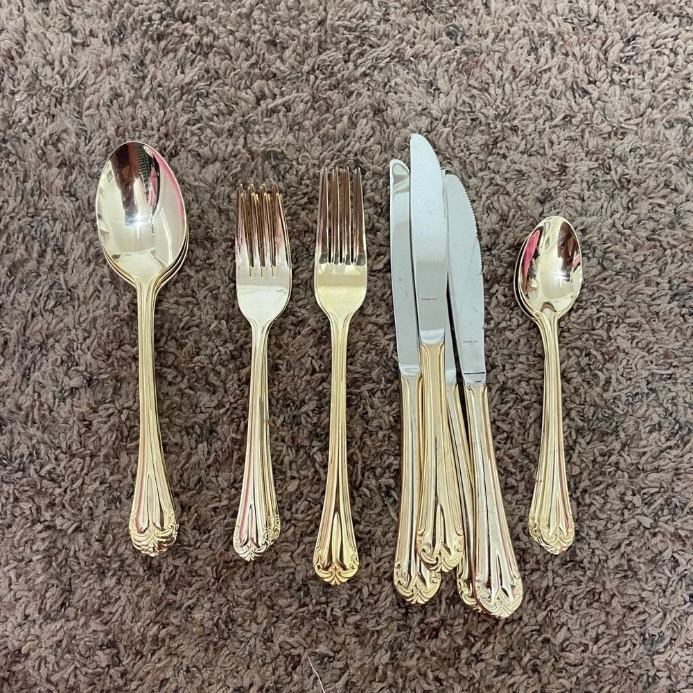 Hampton Silversmiths Flatware 247 Gold Set‎ Stainless Steel 19 Pieces READ